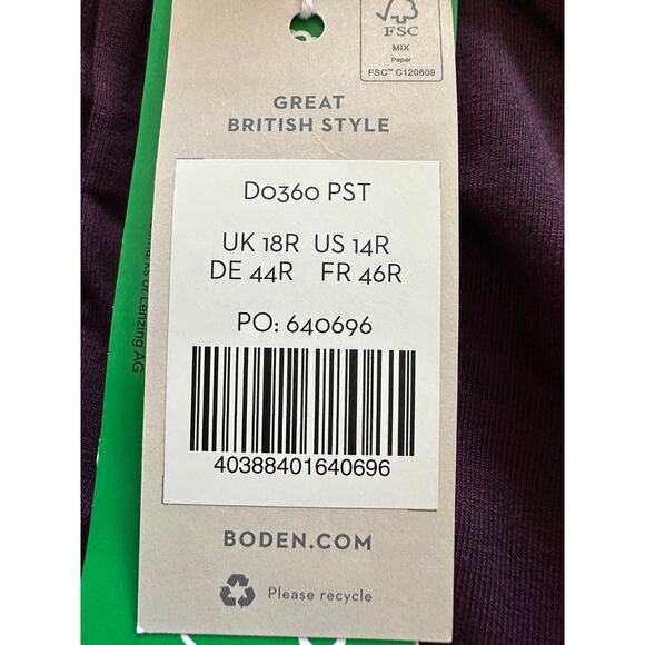 Boden Plum Tulle Sleeve Midi Dress in Fig Size 14 NWT - Picture 7 of 16